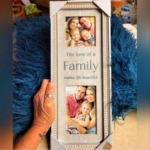 🛒🛍️💥New in box maiden beaded wooden picture frame Family 17×7 holds 2 pics